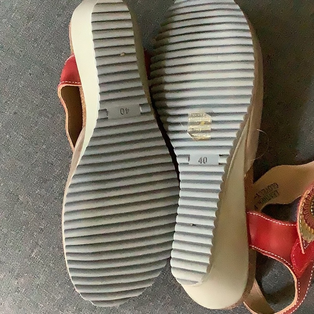 Spring Step L’Artiste taupe with red strap wedge shoe size 40. - Picture 3 of 5